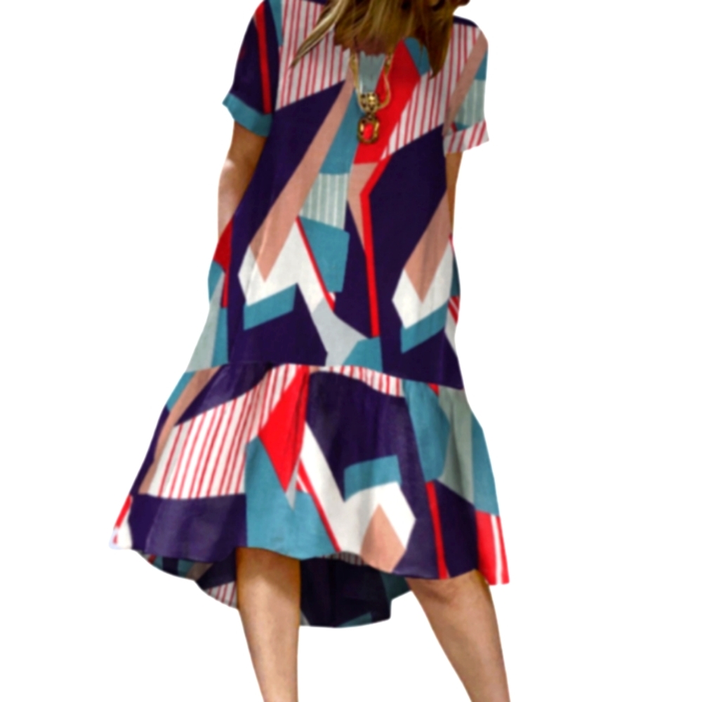 Abstract Print Pocket Dress